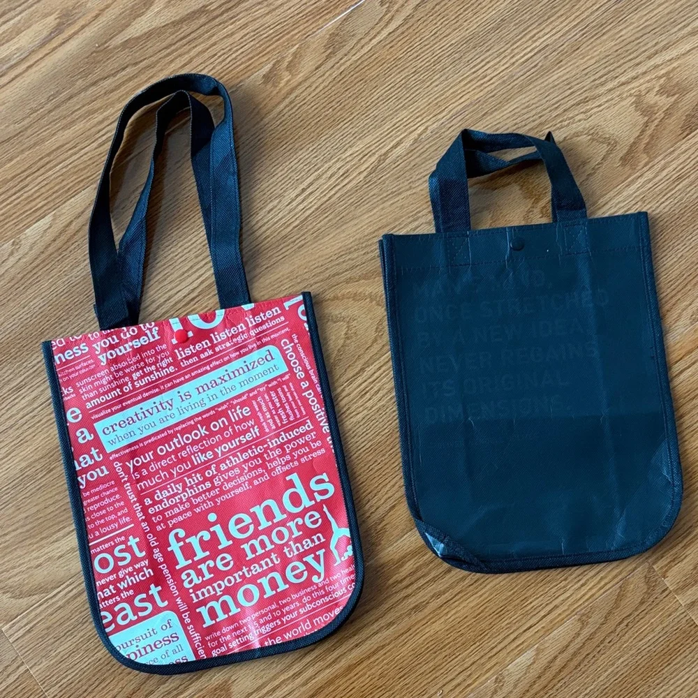 Set of 2 Authentic Lululemon Reusable Tote Bags – Black & Red | New